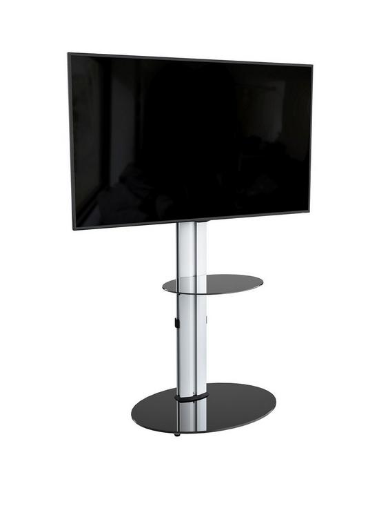 stillFront image of avf-eno-oval-600nbsppedestal-tvnbspstand-silverblack-fits-up-to-55-inch-tv