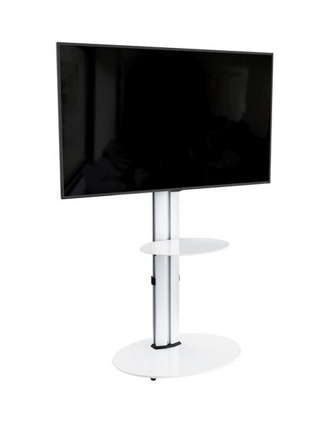 avf-eno-oval-600-pedestal-tv-stand-silverwhitenbsp-nbspfits-up-to-55-inch-tv