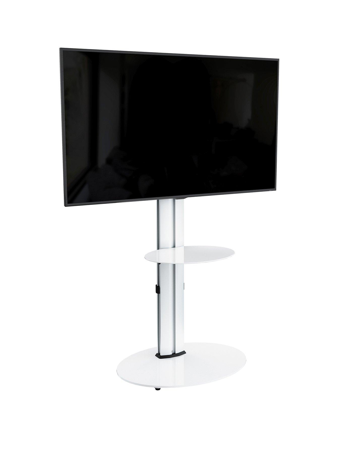 AVF Eno Oval 600 Pedestal TV Stand - Silver/White - fits up to 55 inch TV