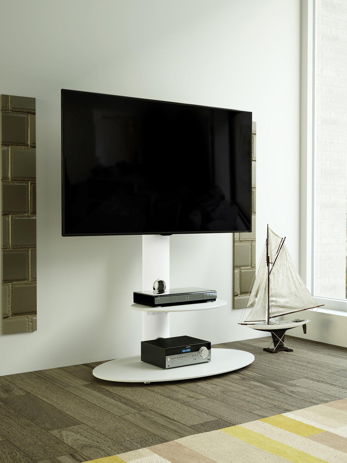 undefined Lugano Oval 800 TV Stand - White - fits up to 65 inch