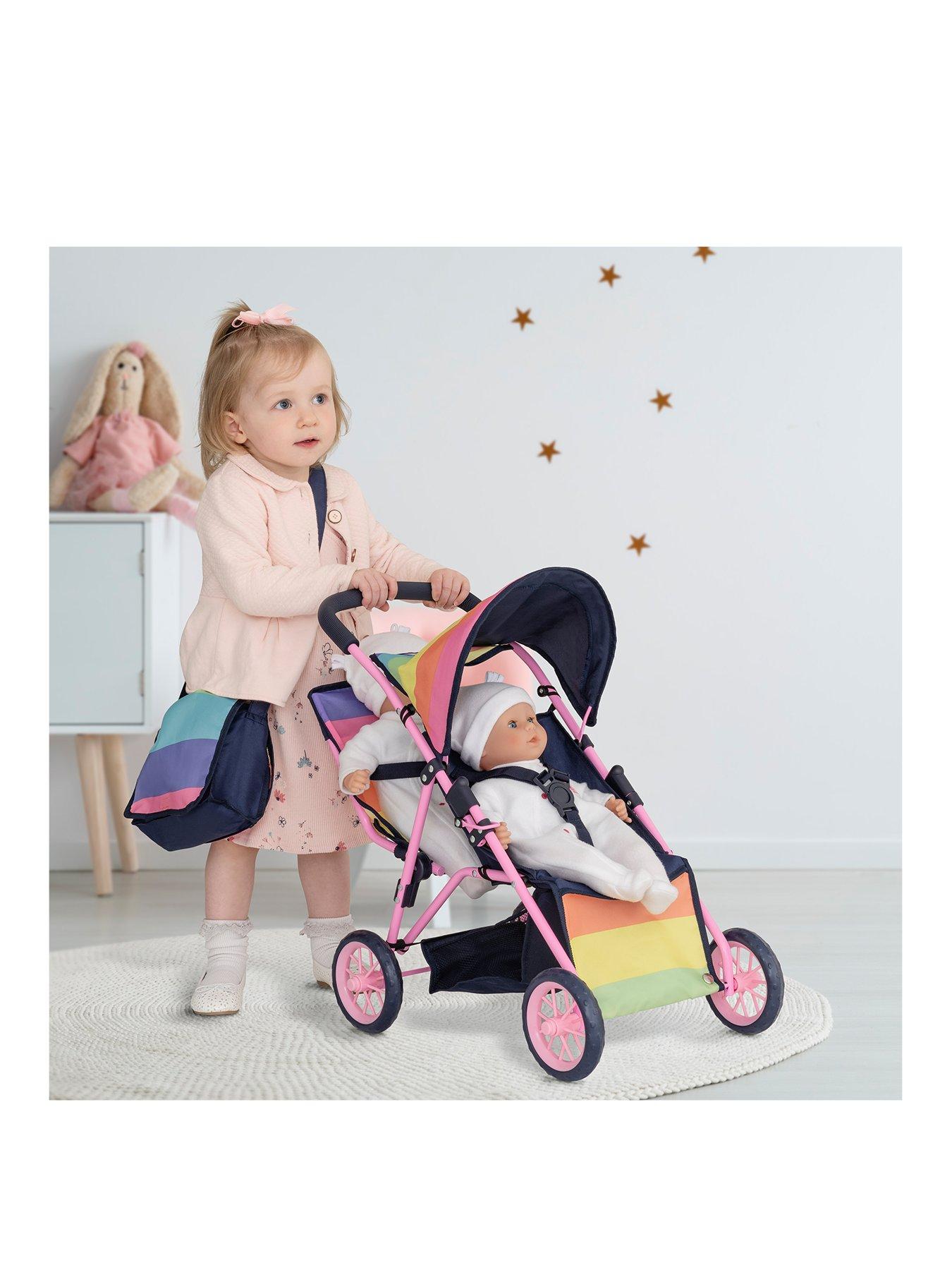 Rainbow Doll Twin Stroller and Bag 