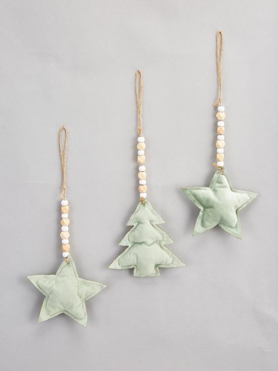 stillFront image of festive-set-3-mint-fabric-treestar-christmas-tree-decorations