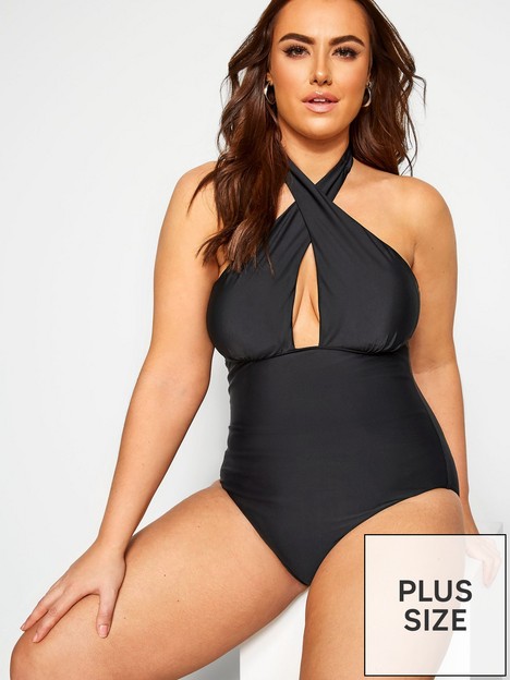yours-crossover-halter-swimsuit-black