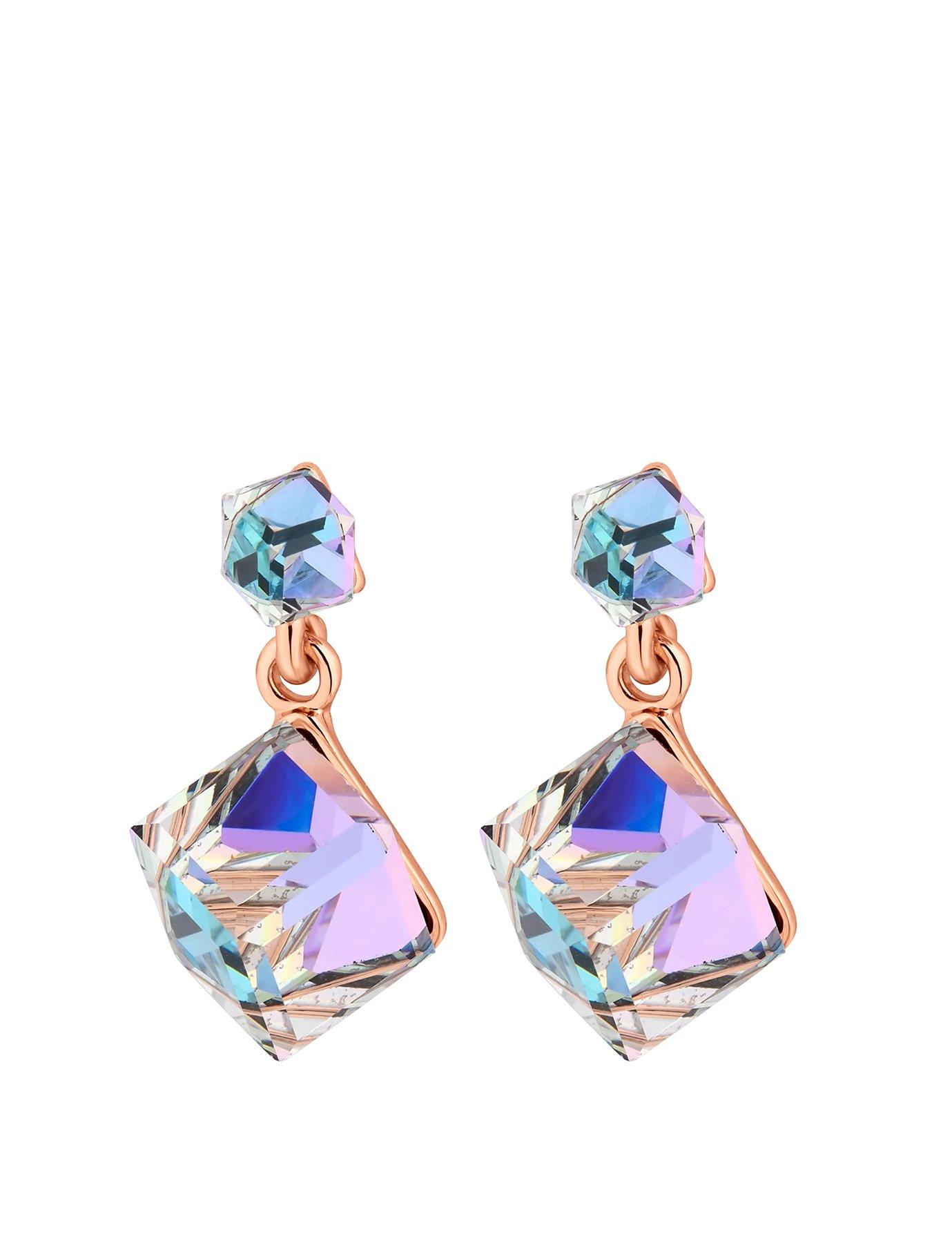 Product photograph of Jon Richard Crystal Cube Drop Earrings from very.co.uk