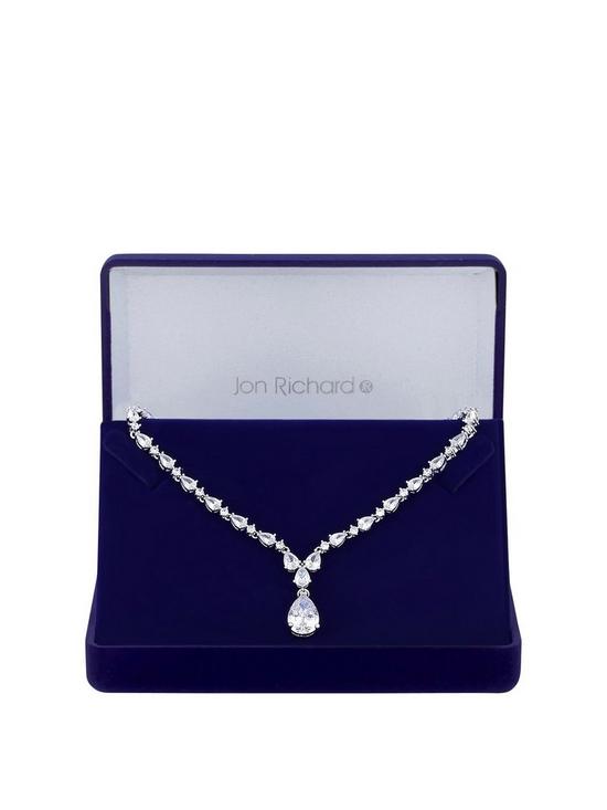 front image of jon-richard-cubic-zirconia-crystal-pear-y-drop-necklace