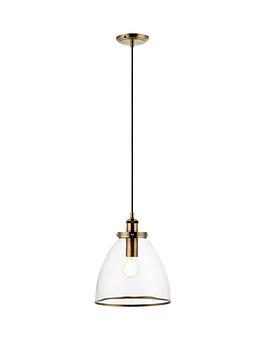 Product photograph of Very Home Jamey Glass Pendant - Brass from very.co.uk
