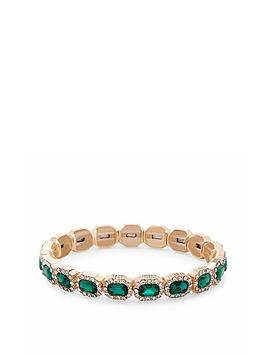 jon richard jon richard gold crystal and emerald rectangle stretch bracelet