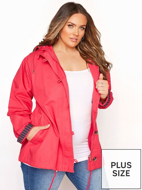 yours-twill-parka-contrast-lining-pink
