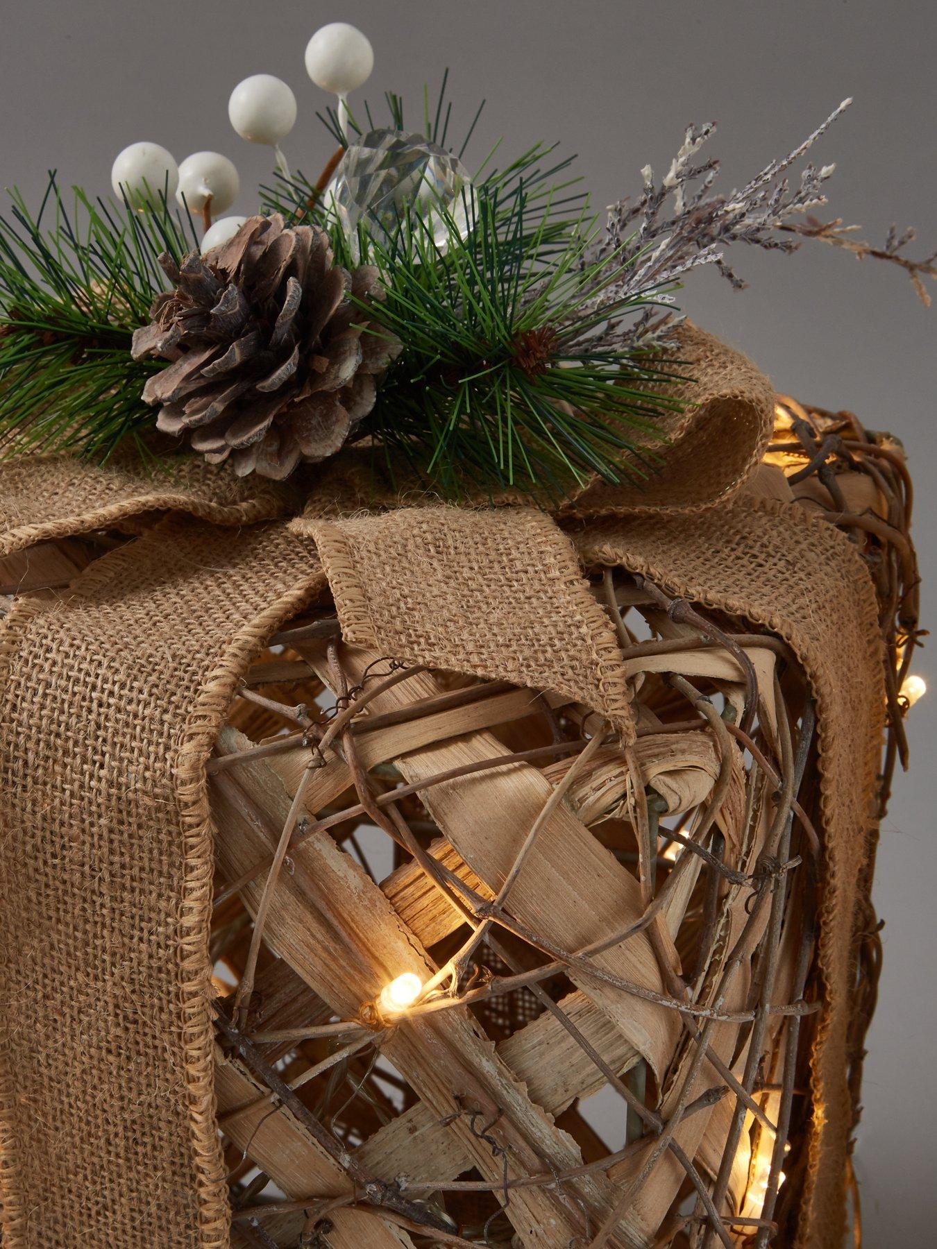 Very Home Set of 3 Lit Rattan Gift Boxes Christmas Decorations very.co.uk