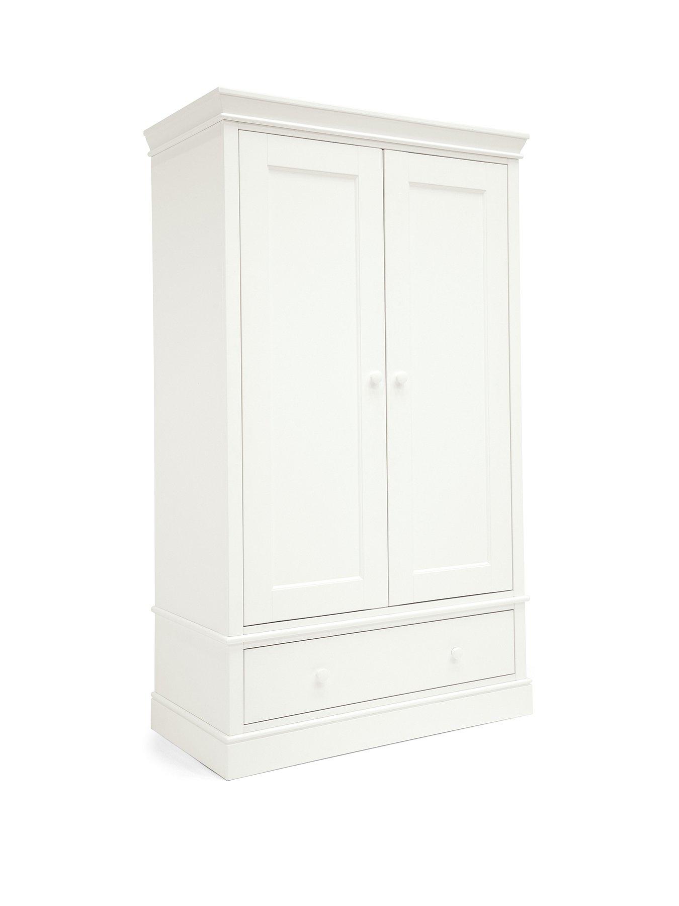 Oxford Nursery Wardrobe with Storage Drawer - Pure White