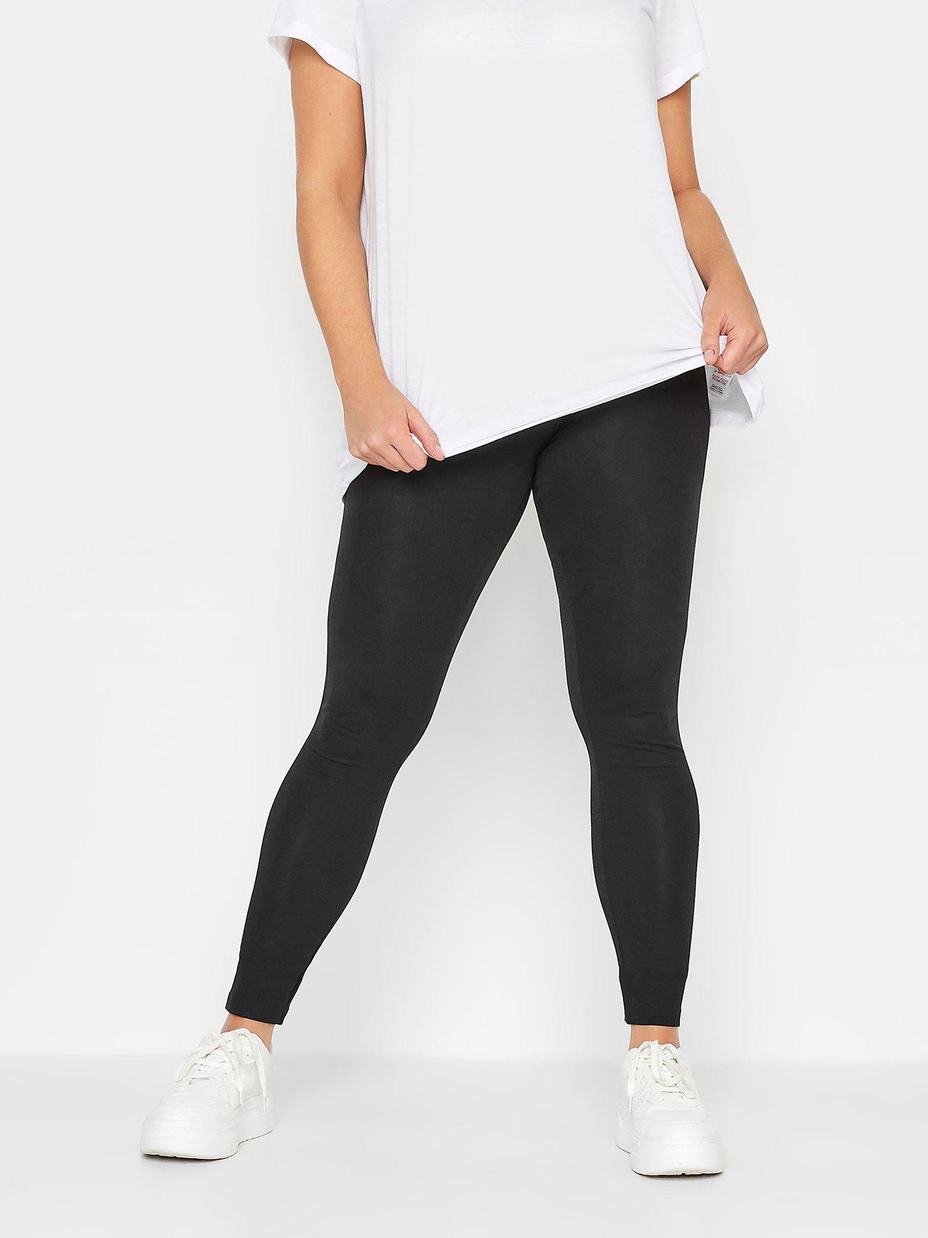Yours Cotton Elastane Leggings, Black, Size 28, Inside Leg 30, Women