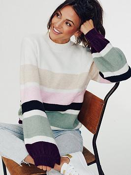 michelle-keegan-striped-knitted-jumper-multi