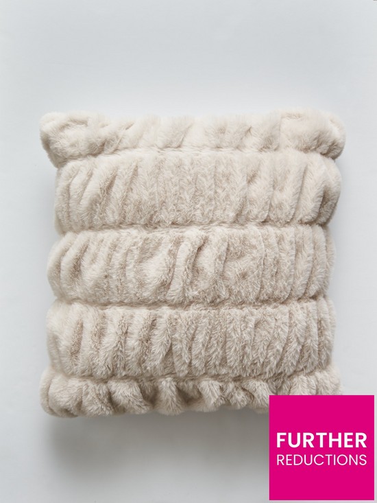front image of hotel-collection-ruched-fur-cushion