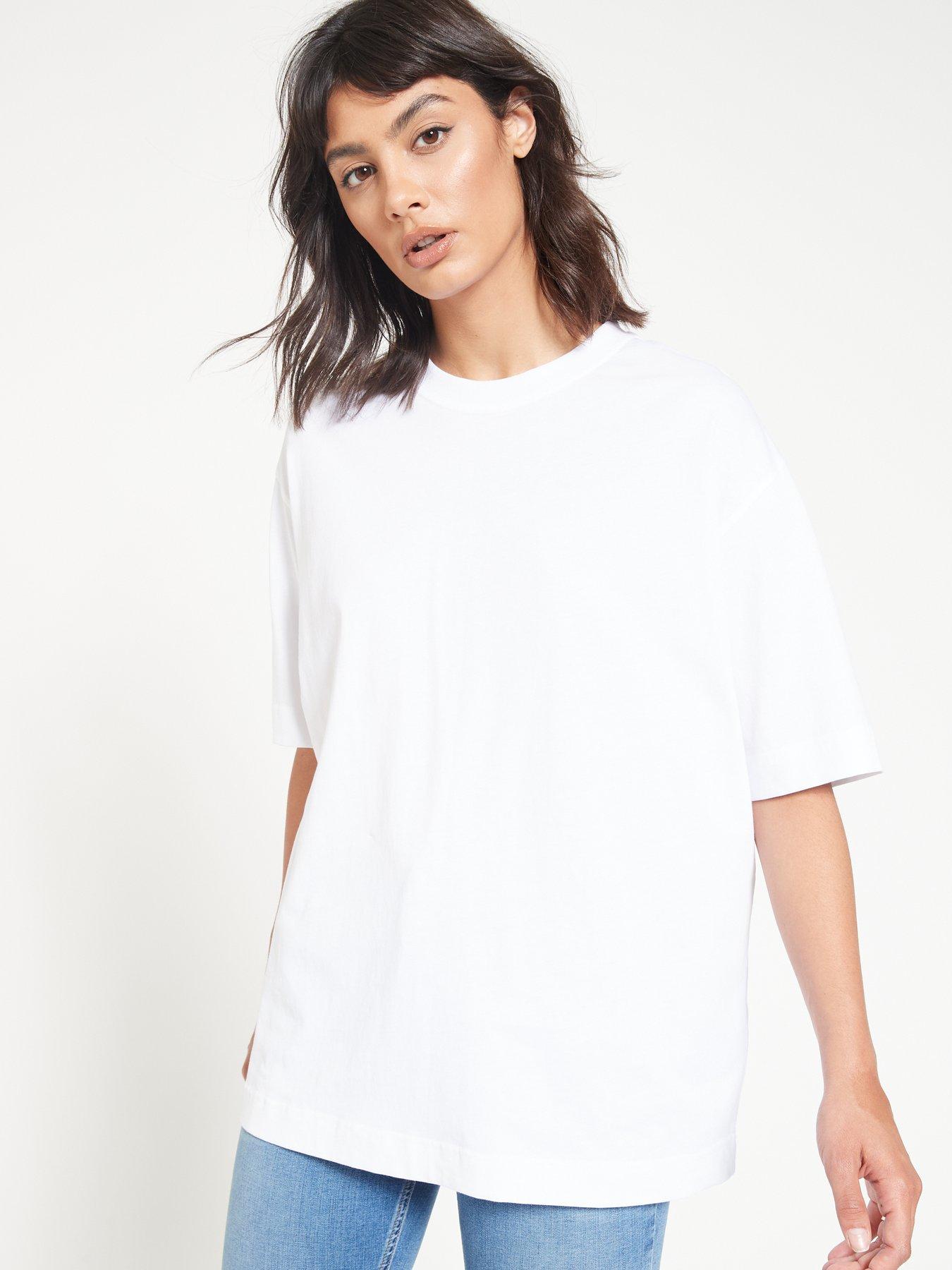 Plain white shop longline t shirt