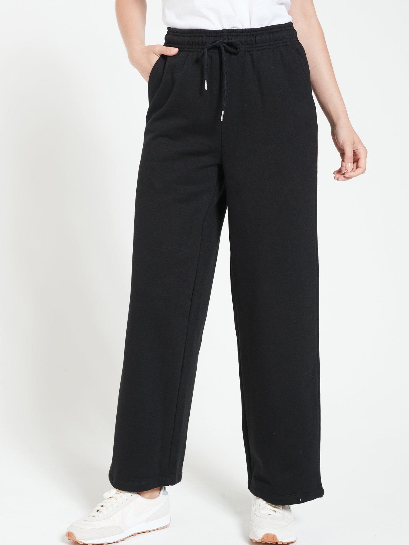 Black wide leg jogging bottoms sale