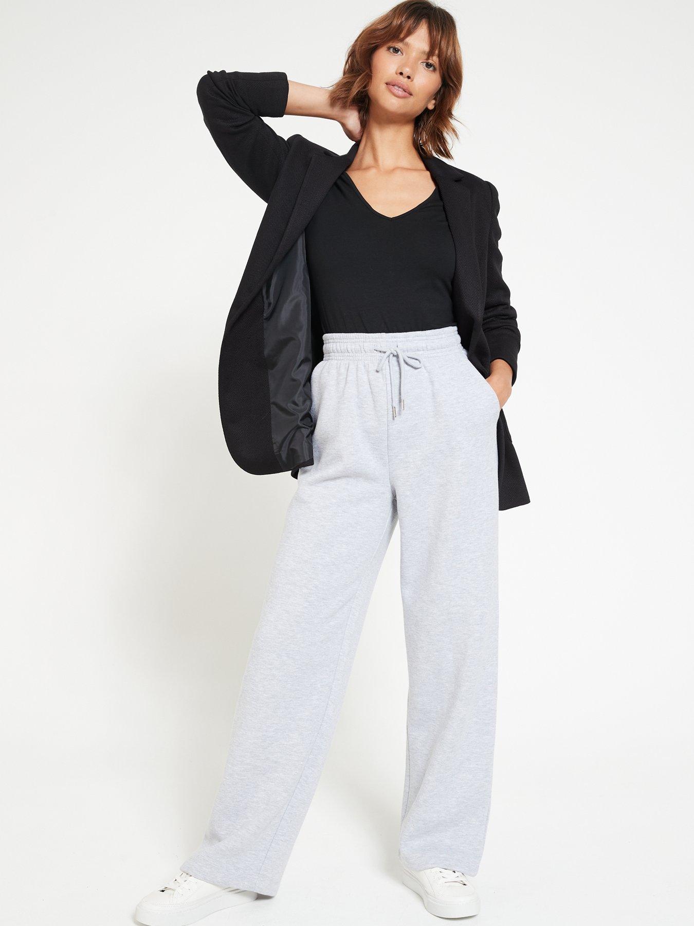 Petite Grey Marl Fold Over Flared Pants