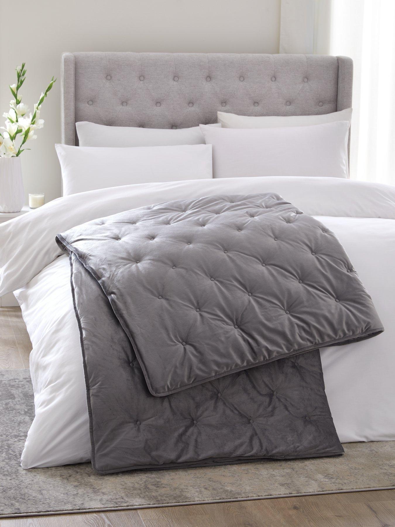 undefined Luxury Velvet Quilted Throw - Grey