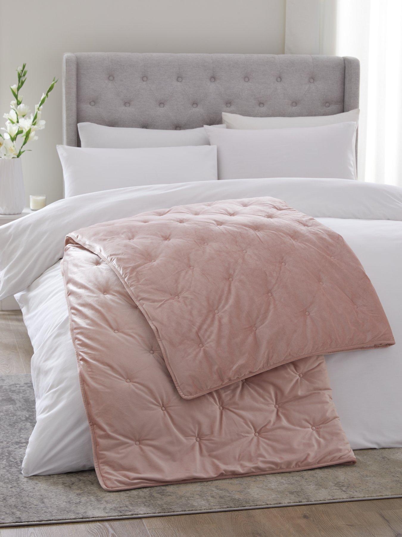 undefined Luxury Velvet Quilted Throw - Grey
