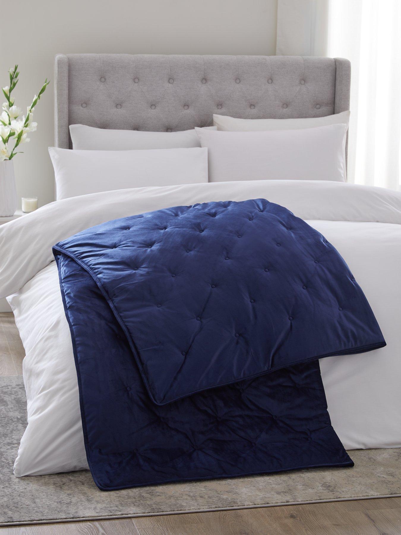 Blue quilted throw sale