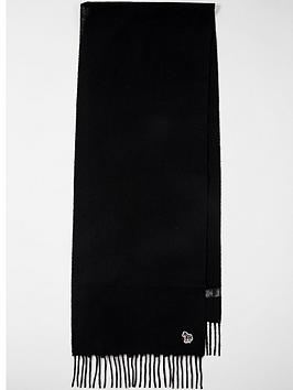 ps paul smith men's zebra logo knitted scarf - black