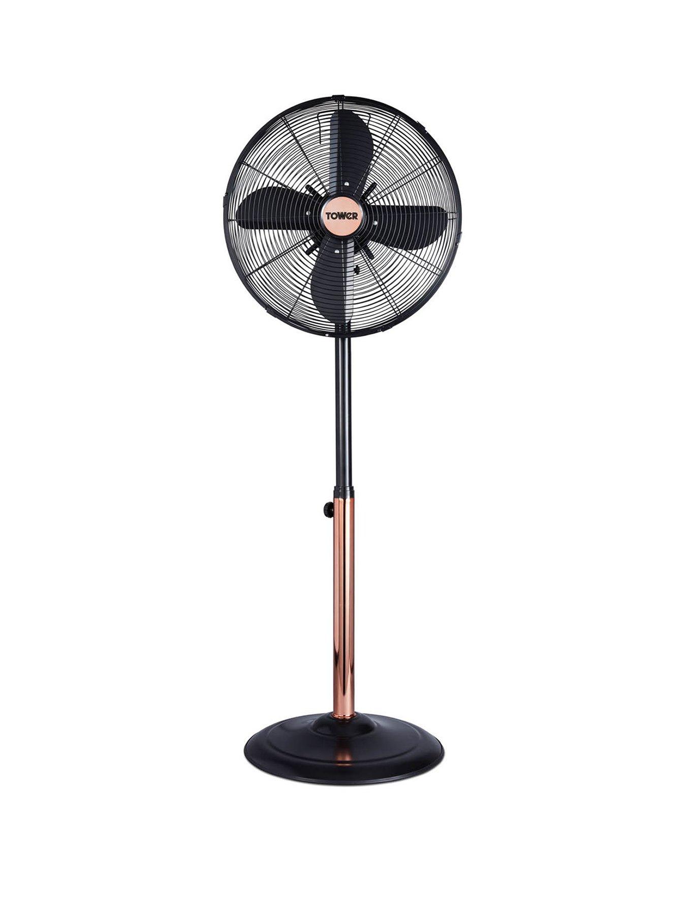 Product photograph of Tower T6430000b Cavaletto 16 Rdquo Metal Pedestal Fan With 3 Speed Settings And Copper Motor 50w Rose Gold And Black from very.co.uk