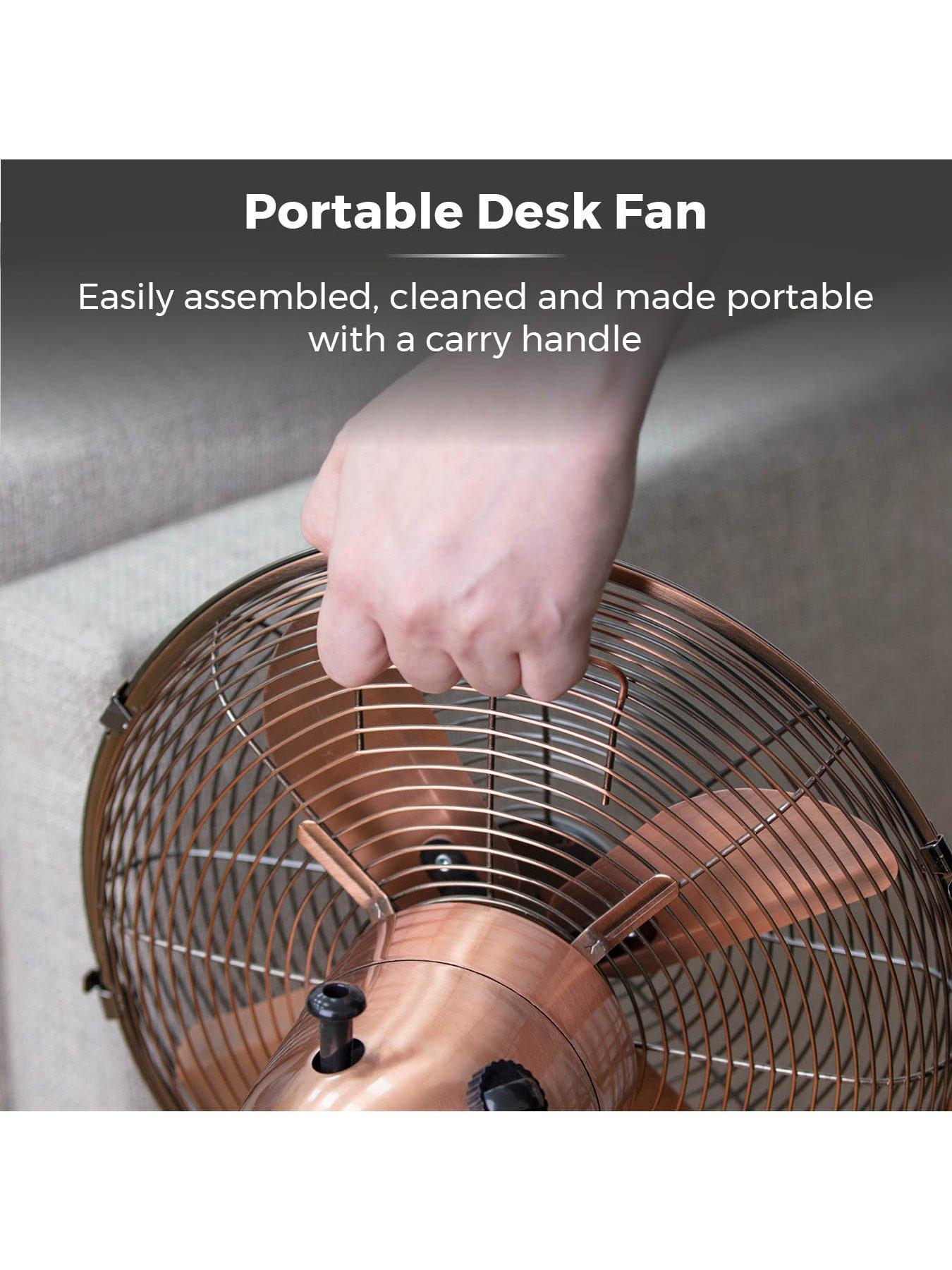Image 6 of 6 of Tower T605000C Metal Desk Fan with 3 Speeds, Automatic Oscillation, Long-Life Motor, 12&rdquo;, 35W, Copper