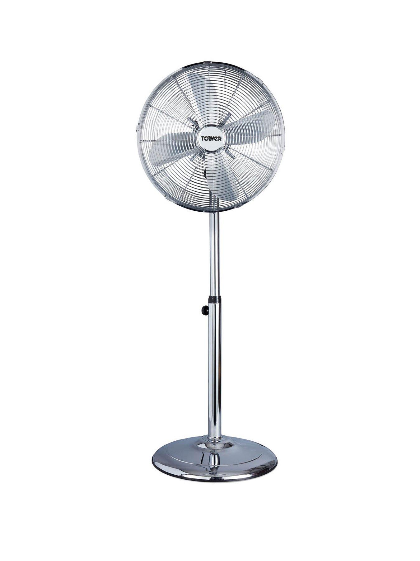Product photograph of Tower T637000 16 Inch Metal Pedestal Fan With 3 Speeds - Chrome from very.co.uk