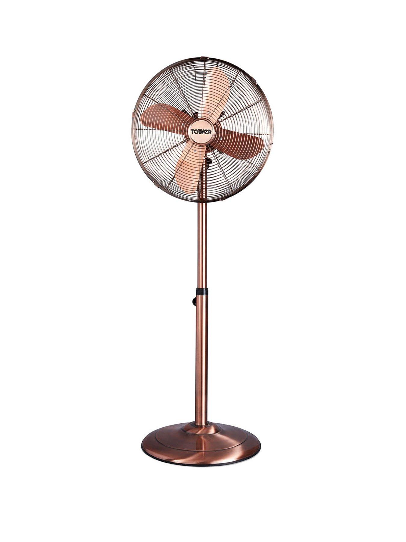 Tower T637000C Metal Pedestal Fan with 3 Speeds, Automatic Oscillation, Long-Life Motor, 16 inch, 50W, Copper