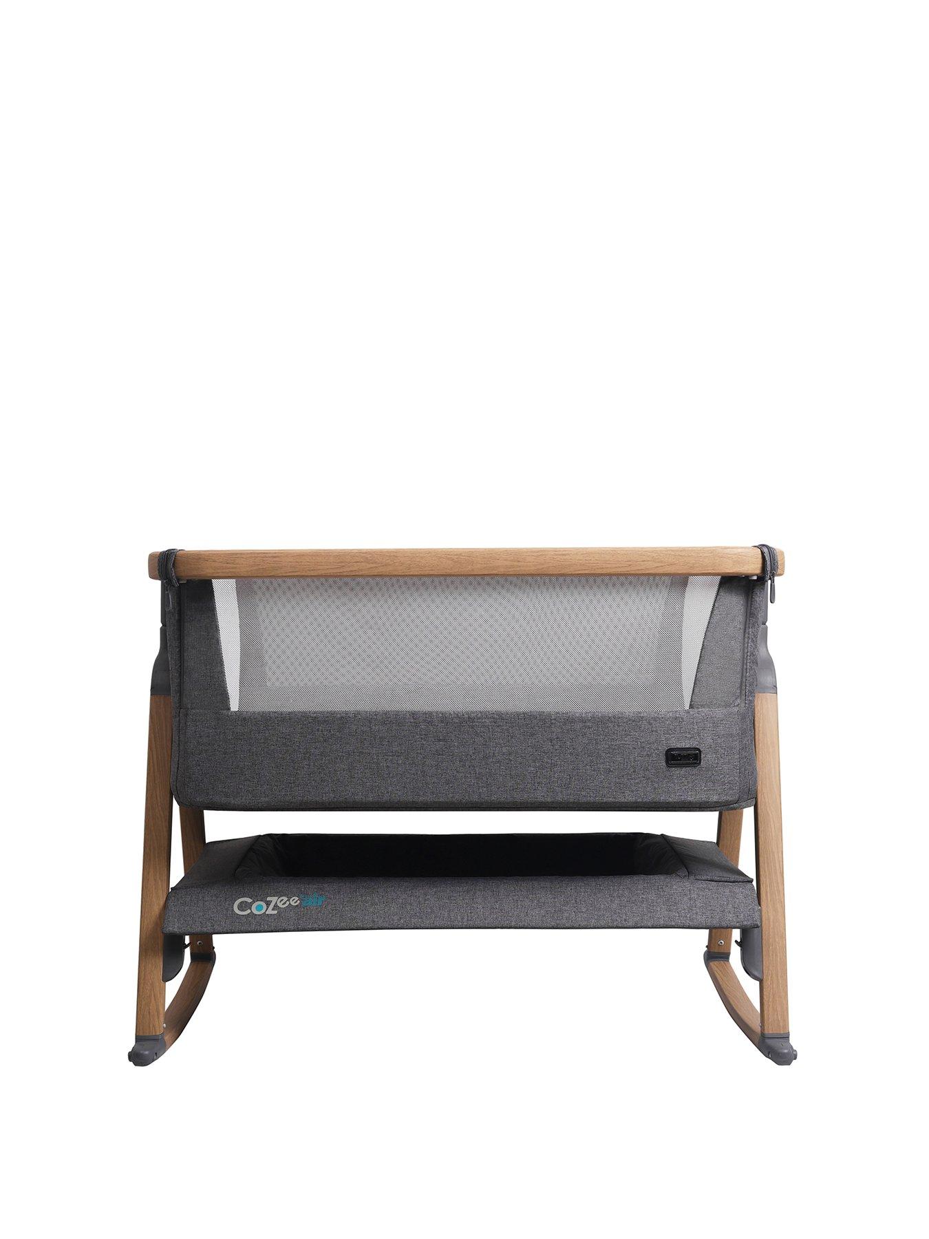 Product photograph of Tutti Bambini Cozee Air Bedside Crib - Oak And Charcoal from very.co.uk