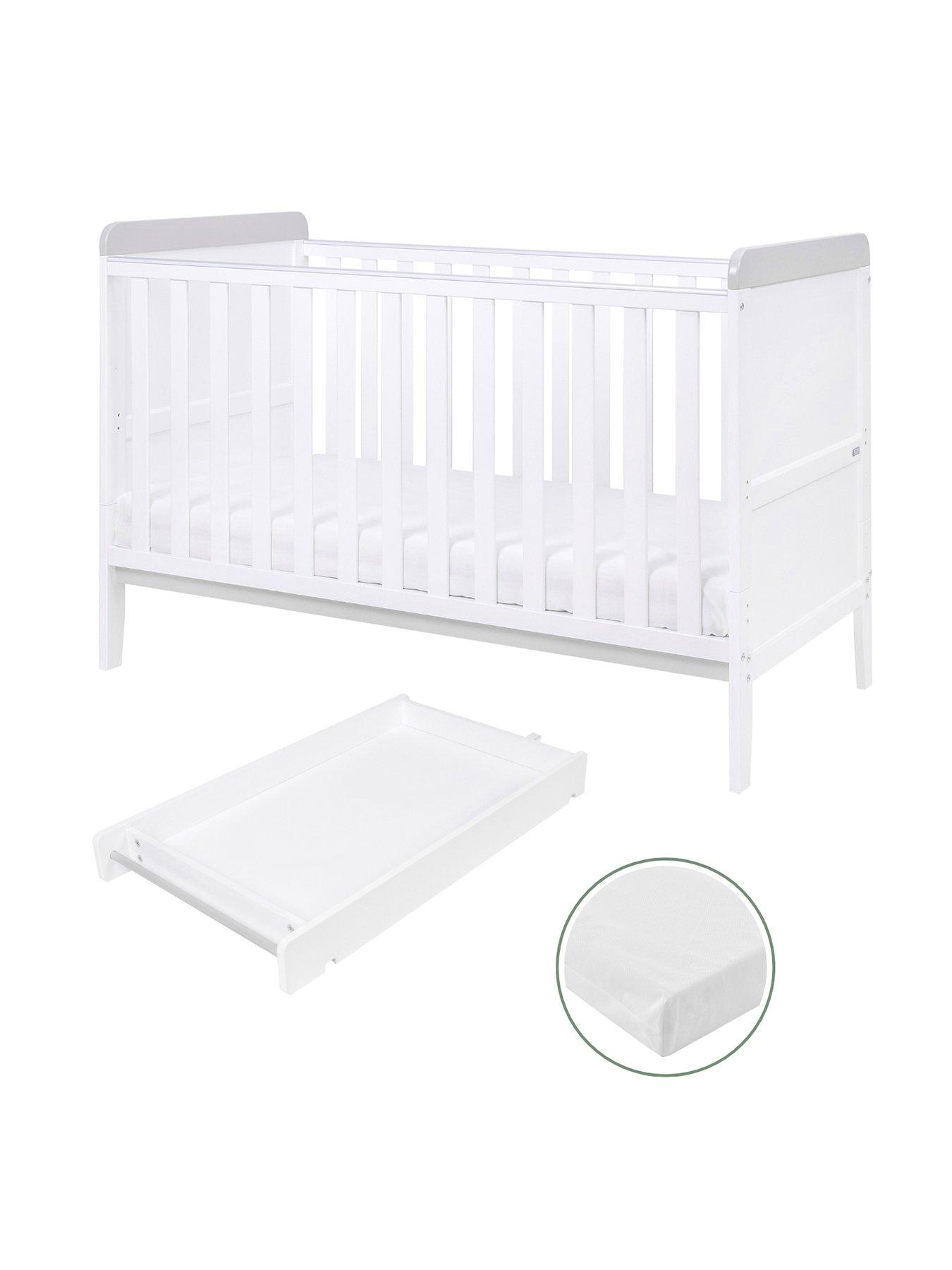 Product photograph of Tutti Bambini Rio Cot Bed With Cot Top Changer Amp Mattress - White Dove Grey from very.co.uk