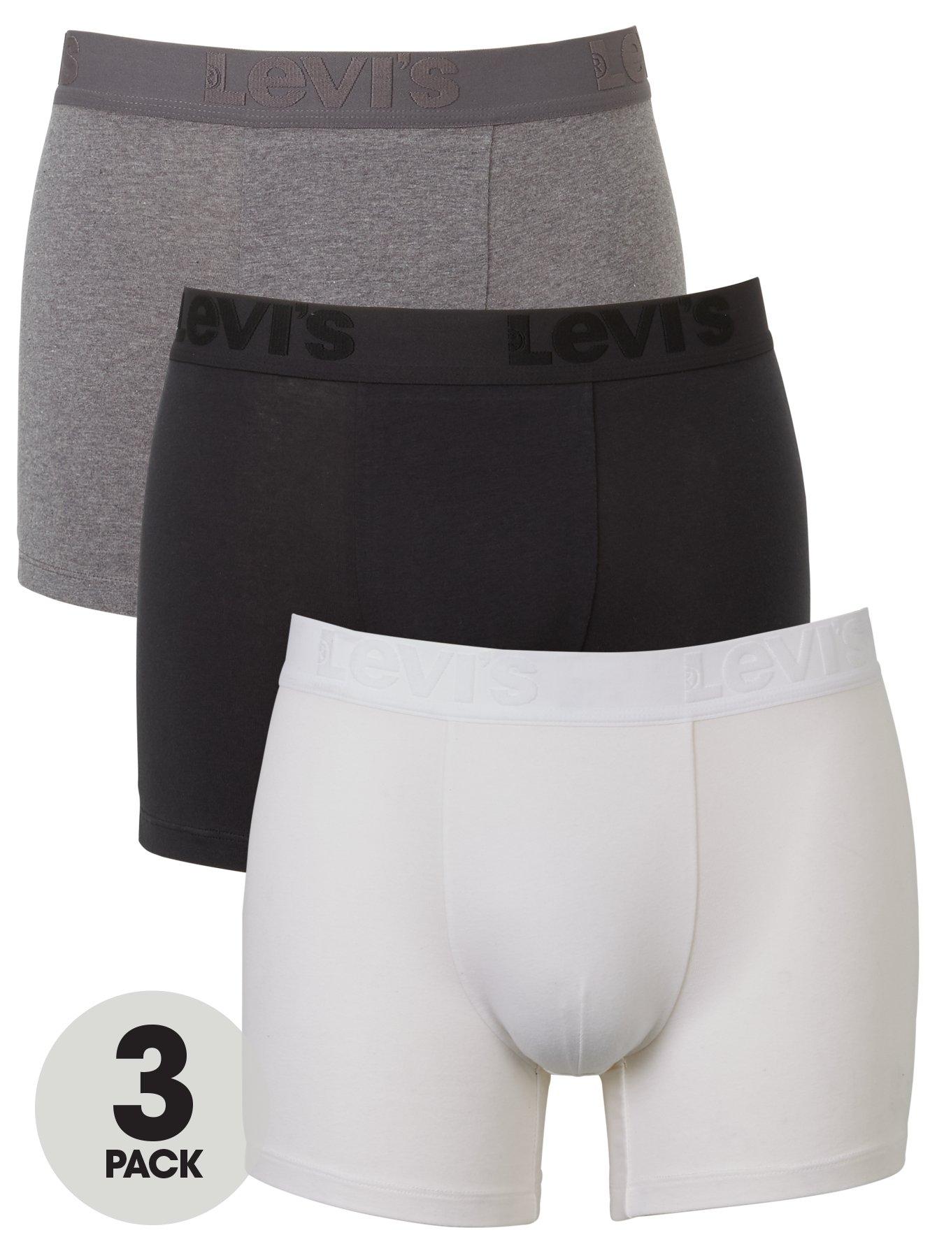 Levi's 3 Pack Premium Boxer Trunks - Black/Grey/White