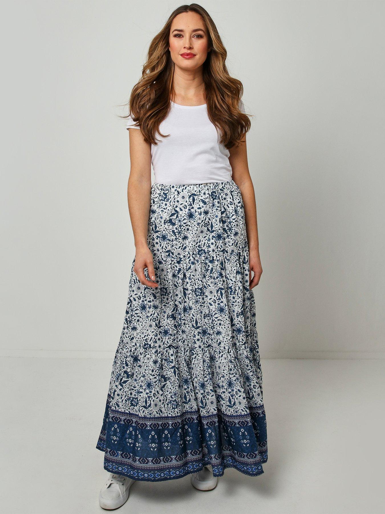  Gorgeous Boho Skirt - White/Blue
