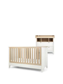 Harwell 2 Piece Baby Cot Bed Set with Dresser Changer - White