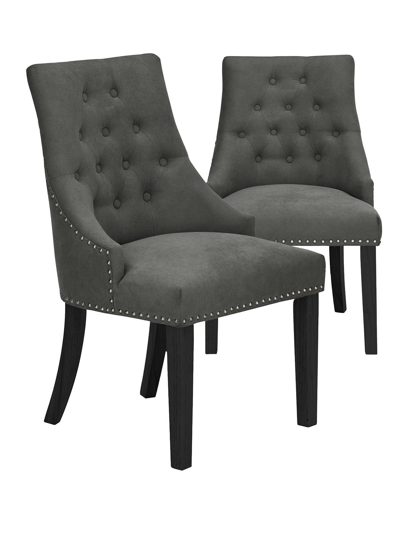 Very Home Warwick Pair Of Fabric Dining Chairs - Charcoal/Black - Fsc Certified