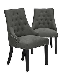 Very Home Warwick Pair Of Fabric Dining Chairs - Charcoal/Black - Fsc Certified