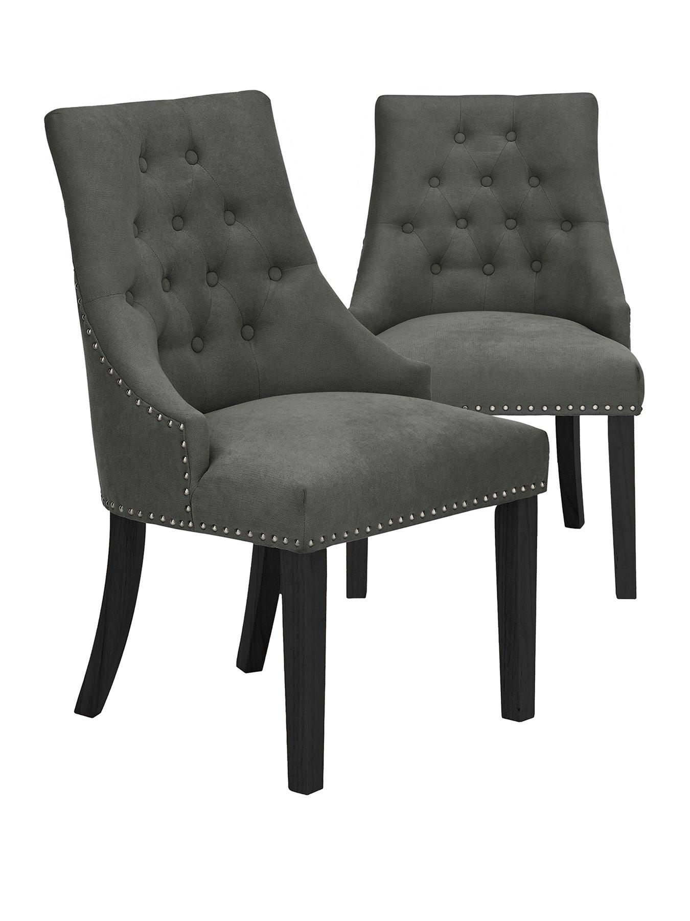 Very Home Warwick Pair of Velvet Dining Chairs - Charcoal/Black - FSC® Certified