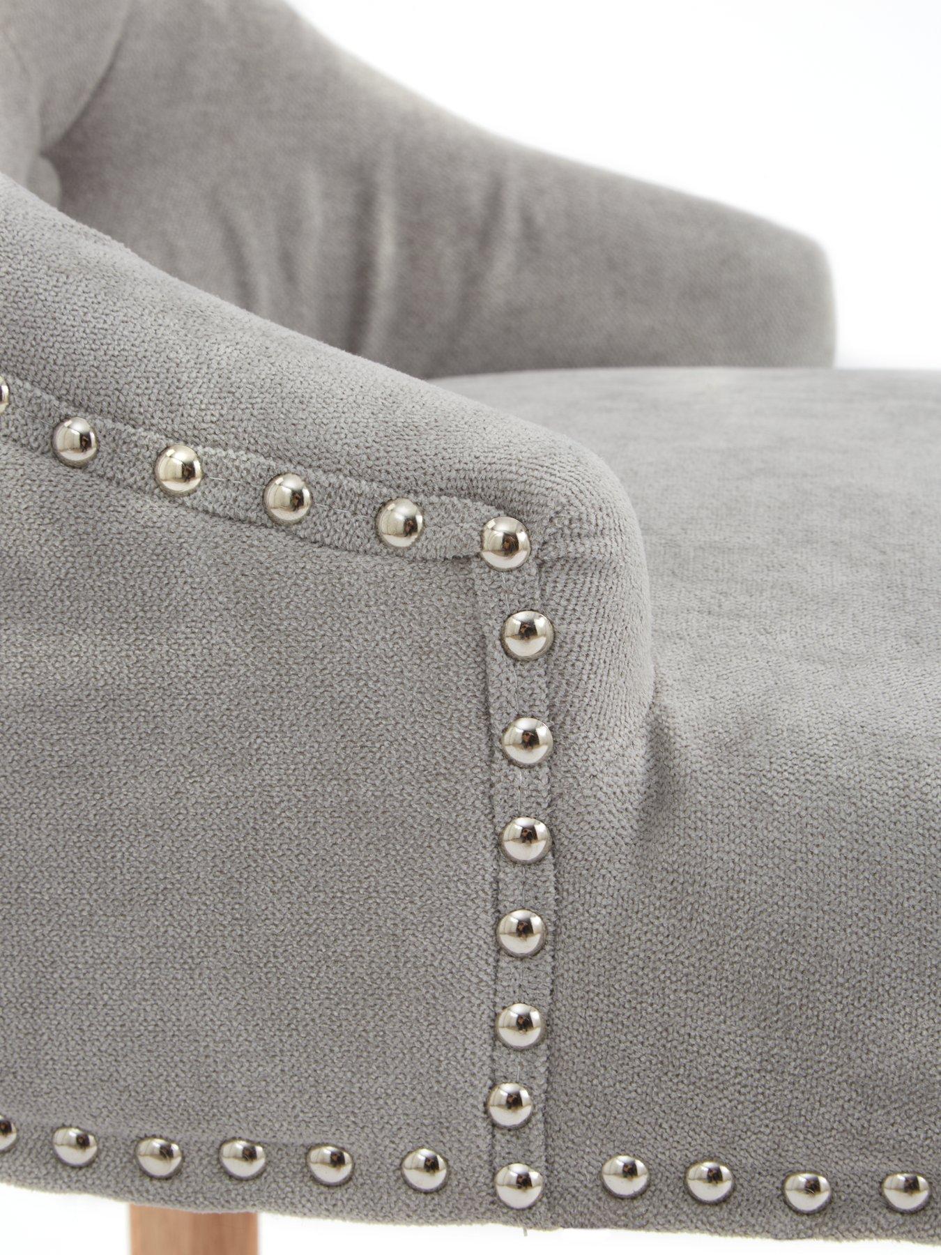 Image 6 of 7 of Very Home Warwick Pair of Velvet Bar Stools - Grey/Oak&nbsp;- FSC&reg; Certified