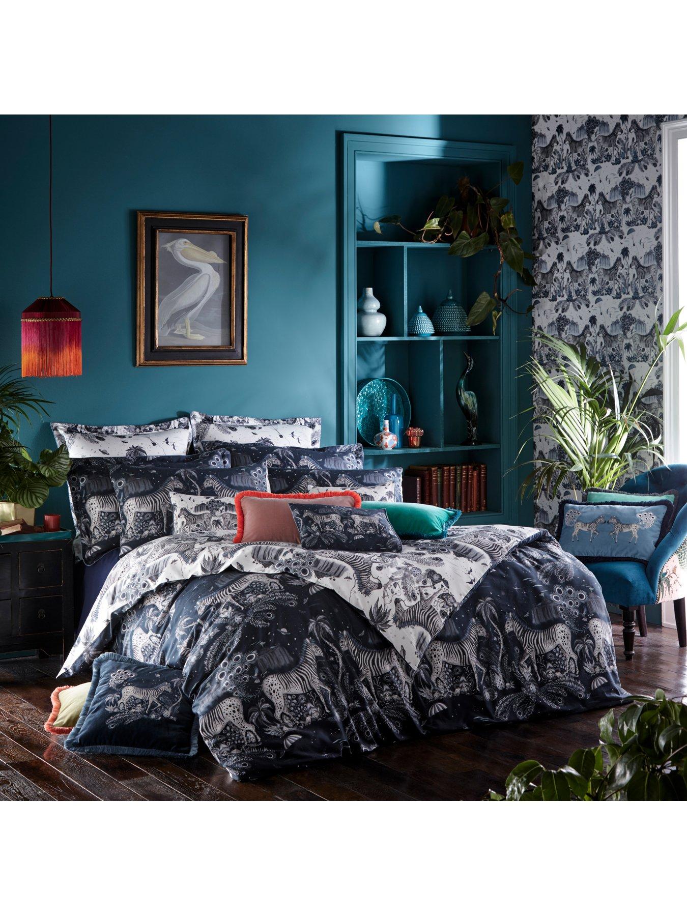 Product photograph of Emma J Shipley Lost World Duvet Cover - Sk - Navy from very.co.uk