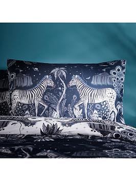 Product photograph of Emma J Shipley Lost World Standard Pillow Case Pair - Navy from very.co.uk