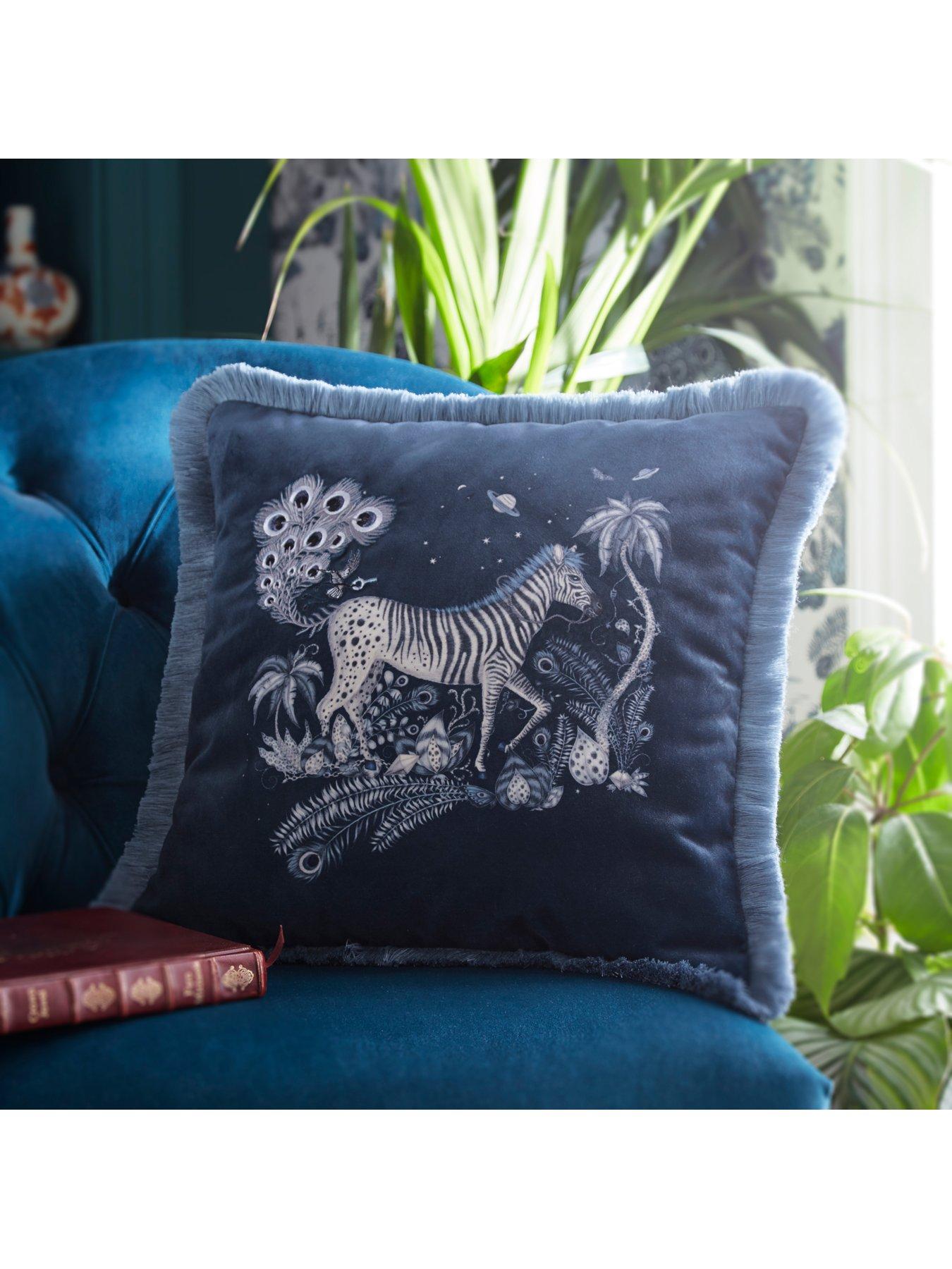 Product photograph of Emma J Shipley Lost World Square Cushion - Navy from very.co.uk