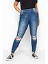  image of yours-jennynbsprip-knee-jeggings-blue