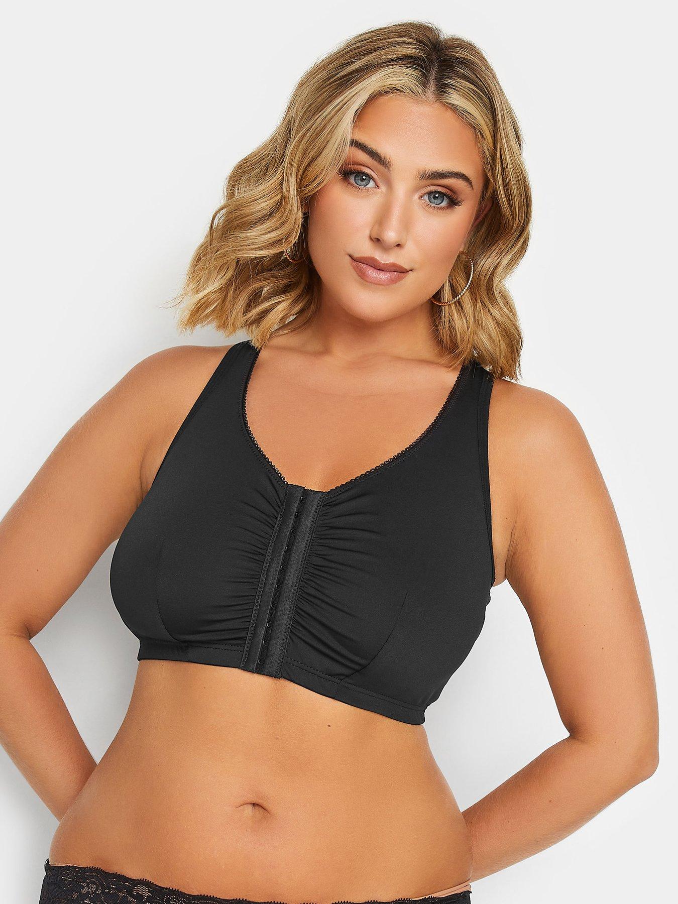 Yours Front Fastening Bra, Black, Size 18, Women