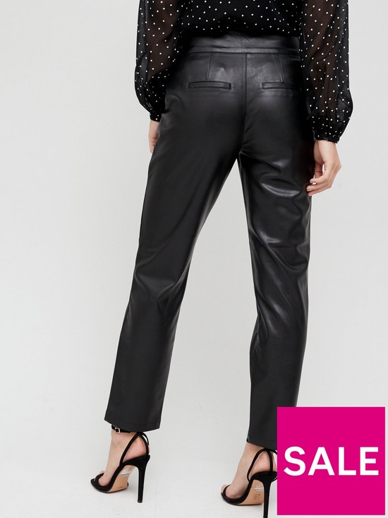 stillFront image of v-by-very-faux-leather-wrap-waist-straight-leg-trousers-blacknbsp
