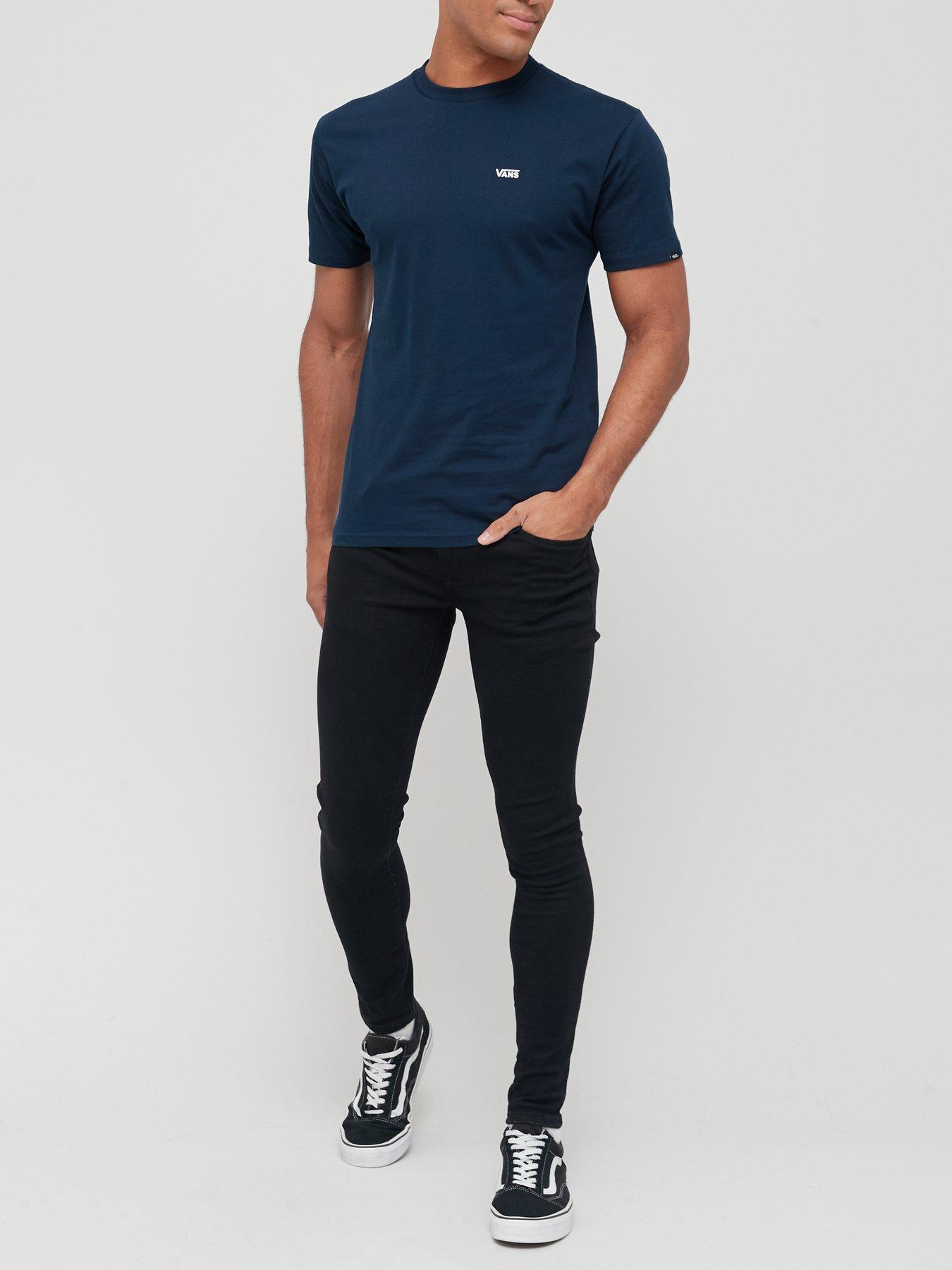 Vans Left Chest Logo T-Shirt - Navy/White | very.co.uk