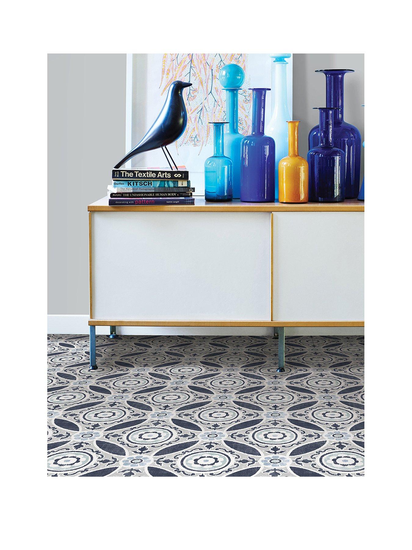 Product photograph of Floor Pops Pack Of 10 Sienna Peel Amp Stick Floor Tiles from very.co.uk