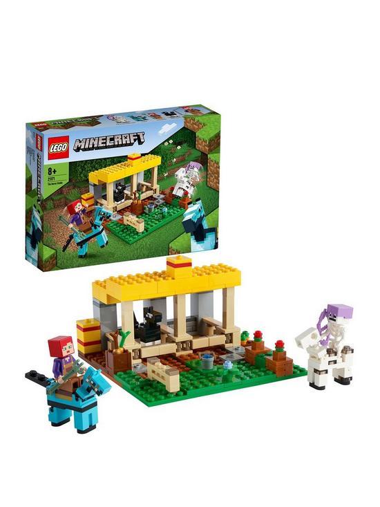 front image of lego-minecraft-the-horse-stable-farm-toy-21171