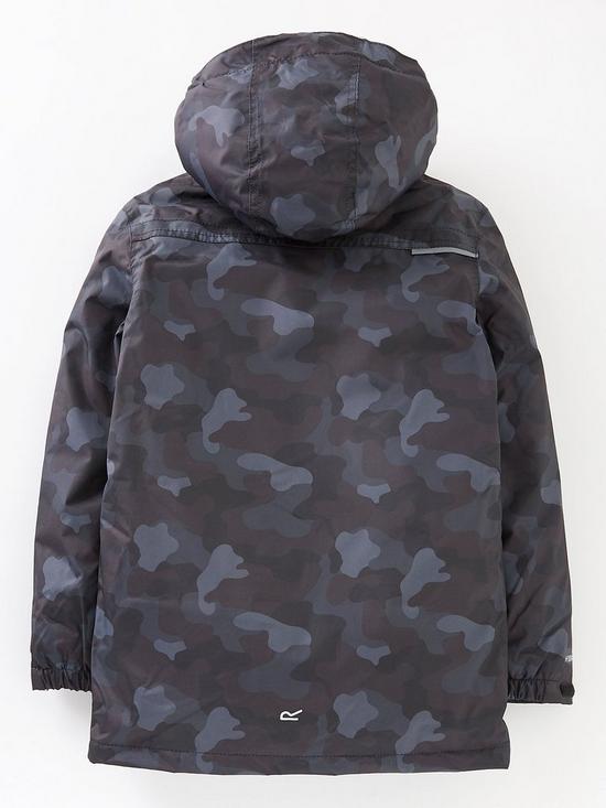 back image of regatta-kids-salman-waterproof-insulated-jacket-black-camouflage