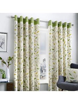 Product photograph of Fusion Beechwood Lined Eyelet Curtains from very.co.uk