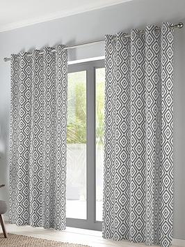 Product photograph of Fusion Navaho Lined Eyelet Curtains from very.co.uk