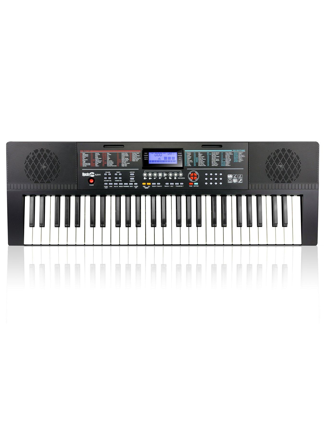 RockJam 49 Key Keyboard Piano with Power Supply, Sheet Music Stand, Piano  Note Stickers & Simply Piano Lessons, Black